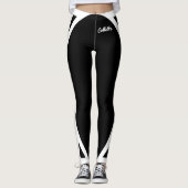 Eenvoudige witte strepen met Jouw naam op Basic Bl Leggings (Voorkant)
