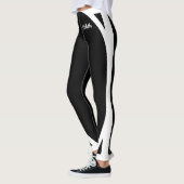 Eenvoudige witte strepen met Jouw naam op Basic Bl Leggings (Links)