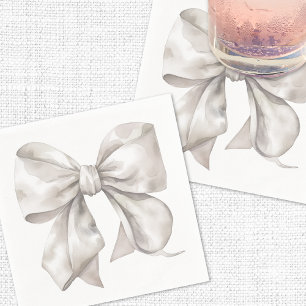 Eenvoudige Witte Strik Baby Shower Servet