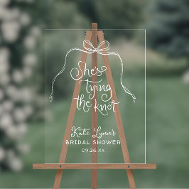 Eenvoudige Witte Strik Huwelijk Feestelijke Bruids Acryl Bord