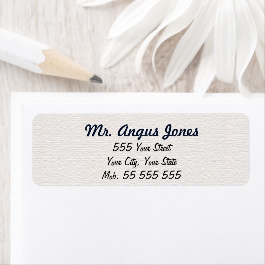 Eenvoudige Witte Structuur Blauwe Naam Etiket (Insitu)