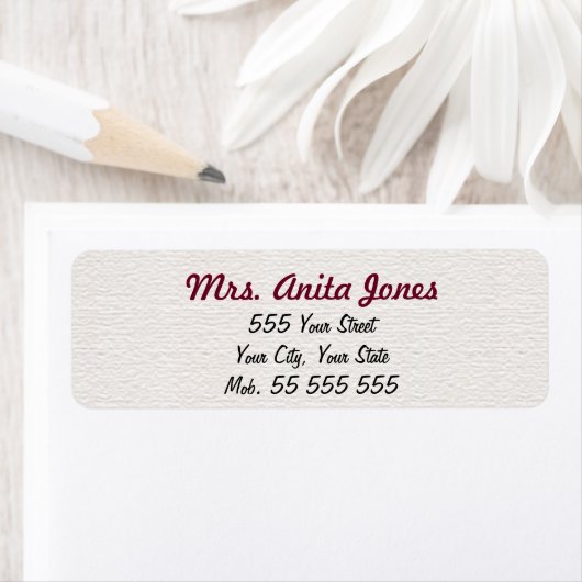 Eenvoudige Witte Structuur Paarse Naam Etiket (Insitu)