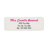 Eenvoudige Witte Structuur Roze Naam Etiket (Voorkant)