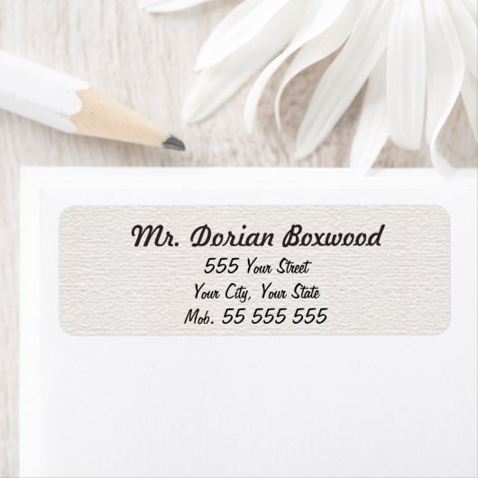 Eenvoudige Witte Structuur Zwarte Naam Etiket (Insitu)