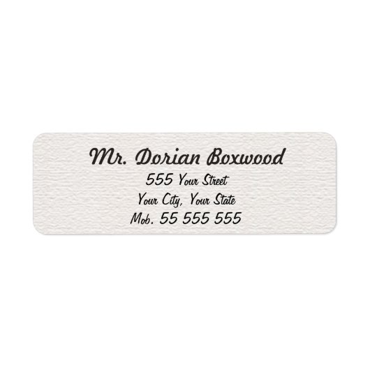 Eenvoudige Witte Structuur Zwarte Naam Etiket (Voorkant)