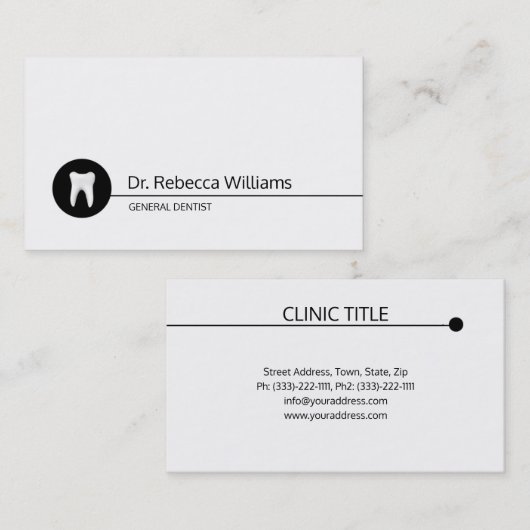 Eenvoudige Witte Tand Tandheelkundige Verzorging T Visitekaartje (Voorkant / Achterkant)