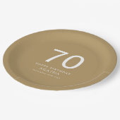 Eenvoudige Witte Tekst 70ste Naam Gouden Verjaarda Papieren Bordje (Gekanteld)