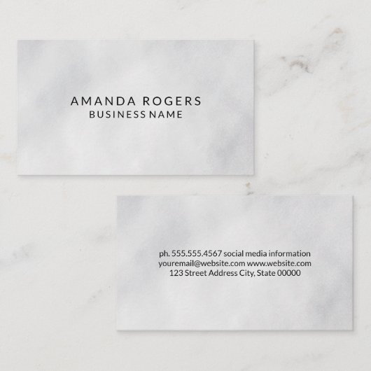 Eenvoudige witte textuur visitekaartje (Voorkant / Achterkant)