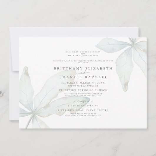 Eenvoudige, witte, tropische vulling IIWedding-uit Kaart (Voorkant)