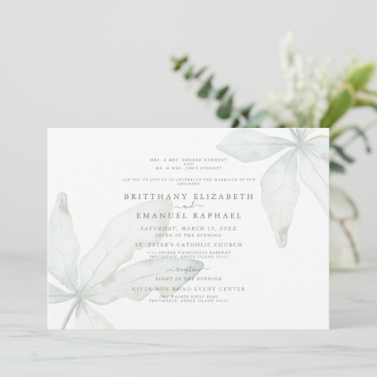 Eenvoudige, witte, tropische vulling IIWedding-uit Kaart (Staand voorkant)