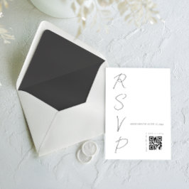 Eenvoudige witte trouw QR-code RSVP Kaartje