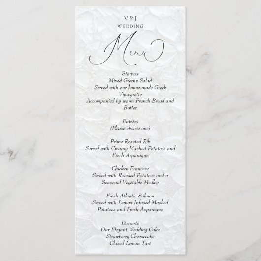 Eenvoudige witte trouwmenu menu (Voorkant)