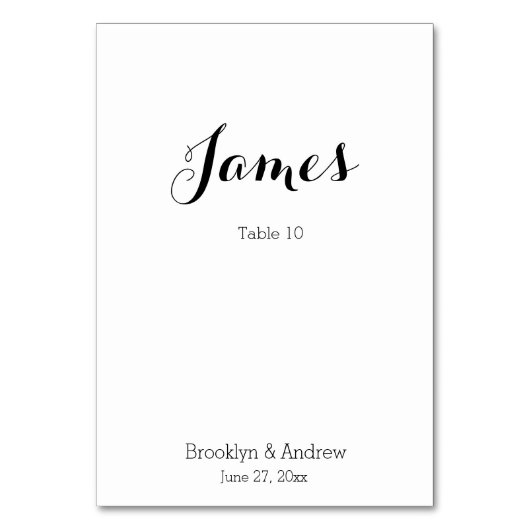 Eenvoudige Witte Trouwtafelkaarten Plaatskaarten Kaart (Voorkant)