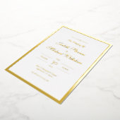 Eenvoudige witte trouwuitnodiging met gouden folie folie uitnodiging (Gedraaid)