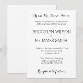 Eenvoudige Witte Trouwuitnodigingen Kaart (Voorkant / Achterkant)