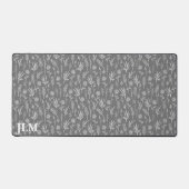 Eenvoudige witte twijgen op grijs monogram bureaumat (Voorkant)