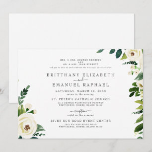 Eenvoudige Witte Uitnodiging voor Huwelijk met Bei