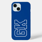 Eenvoudige witte varsity-monogram beginletters van Case-Mate iPhone case (Achterkant)