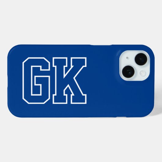 Eenvoudige witte varsity-monogram beginletters van Case-Mate iPhone case (Achterkant (horizontaal))
