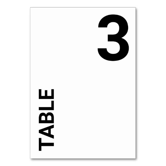 Eenvoudige Witte Vette Letters Tafelnummerkaart Kaart (Voorkant)