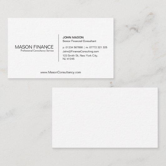 Eenvoudige, witte,  visitekaartje (Voorkant / Achterkant)