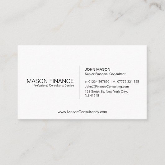 Eenvoudige, witte,  visitekaartje (Voorkant)