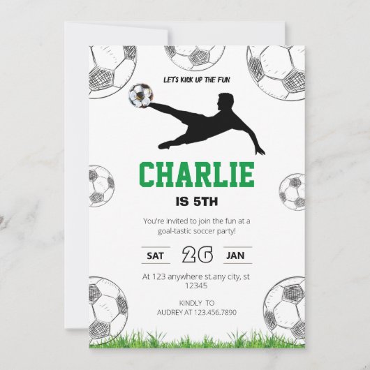 Eenvoudige Witte Voetbal Verjaardag uitnodiging (Voorkant)
