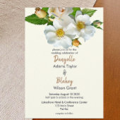 Eenvoudige witte wilde Rozen op het moderne huweli Kaart