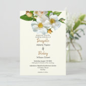 Eenvoudige witte wilde Rozen op het moderne huweli Kaart (Staand voorkant)