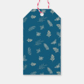 Eenvoudige witte winter laat maretak blauw cadeaulabel (Achterkant)