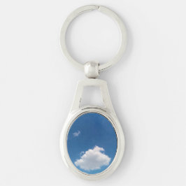 Eenvoudige witte wolk sleutelhanger
