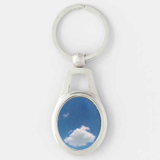 Eenvoudige witte wolk sleutelhanger (Voorkant)