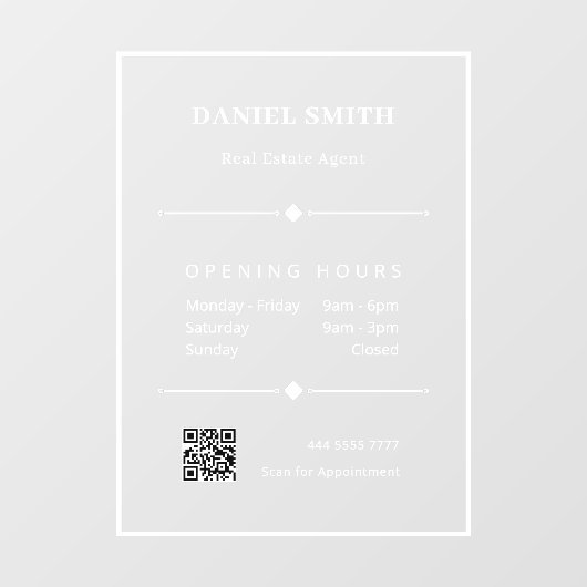 Eenvoudige Witte Zakelijke Kantoor QR Code Opening Raamsticker (Vel)