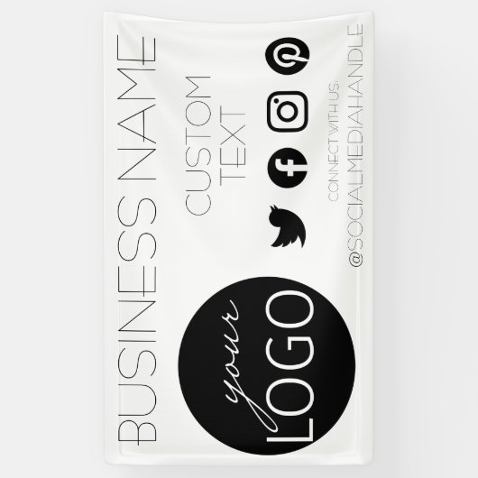Eenvoudige, witte zakelijke Logo sociale media bui Spandoek (Verticaal)