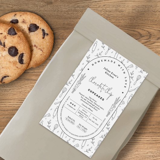 Eenvoudige witte zelfgemaakte bakkerij huisje wet rechthoekige sticker