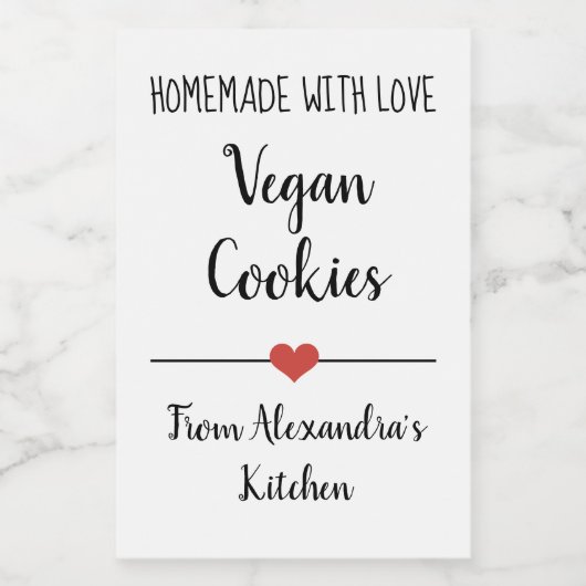 Eenvoudige witte zelfgemaakte koekjes voedselcontainer etiket (Enkel label)