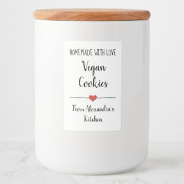 Eenvoudige witte zelfgemaakte koekjes voedselcontainer etiket