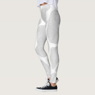 Eenvoudige, witte, zilver, grote koeienspots, dier leggings