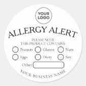 Eenvoudige witte zwarte allergie alert Sticker (Voorkant)