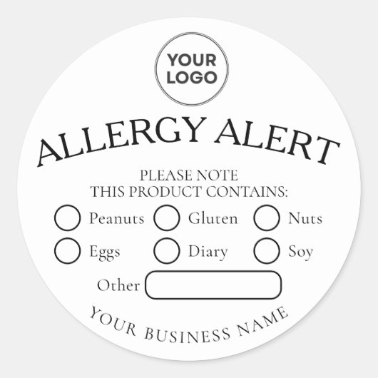 Eenvoudige witte zwarte allergie alert Sticker (Voorkant)