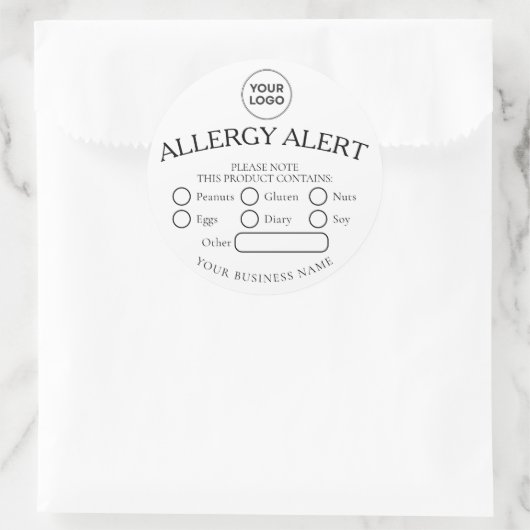 Eenvoudige witte zwarte allergie alert Sticker (Tas)