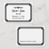 Eenvoudige witte & zwarte Art Deco trouwplaats kaa Plaatskaartje (Voorkant / Achterkant)