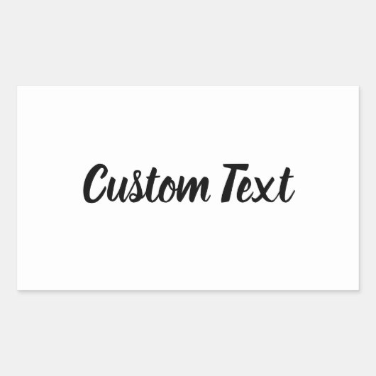 Eenvoudige witte zwarte cursieve scripttekst sjabl rechthoekige sticker (Voorkant)