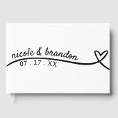 Eenvoudige Witte & Zwarte Hart Bruiloft Gastenboek (Voorkant)