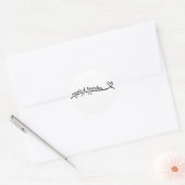 Eenvoudige Witte & Zwarte Hart Bruiloft Ronde Sticker (Envelop)