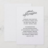 Eenvoudige witte zwarte huwelijksuitnodiging inlay kaart (Voorkant / Achterkant)