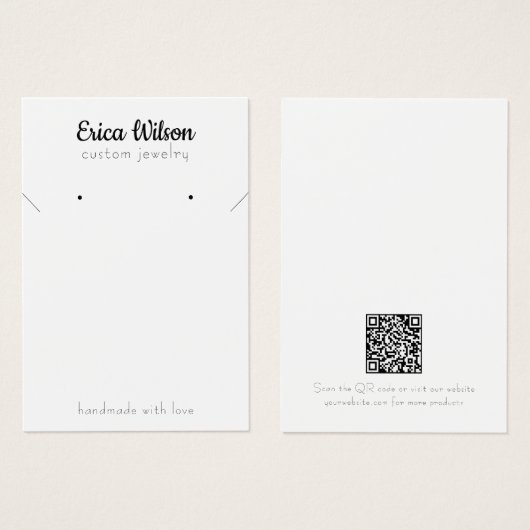 Eenvoudige Witte Zwarte Ketting Oorbel Display kaa Visitekaartje (Voorkant /achterkant)