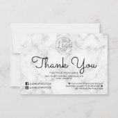 Eenvoudige Witte Zwarte Marmeren Klant Dank u Bedankkaart (Voorkant)