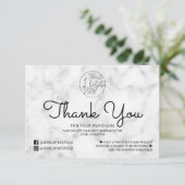 Eenvoudige Witte Zwarte Marmeren Klant Dank u Bedankkaart (Staand voorkant)