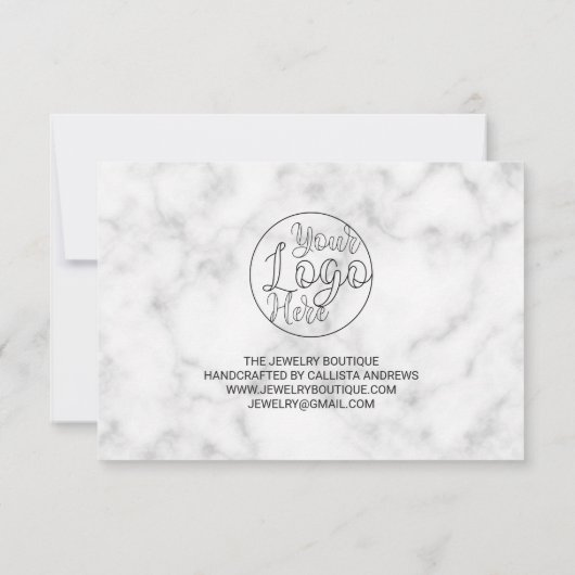 Eenvoudige Witte Zwarte Marmeren Klant Dank u Bedankkaart (Achterkant)